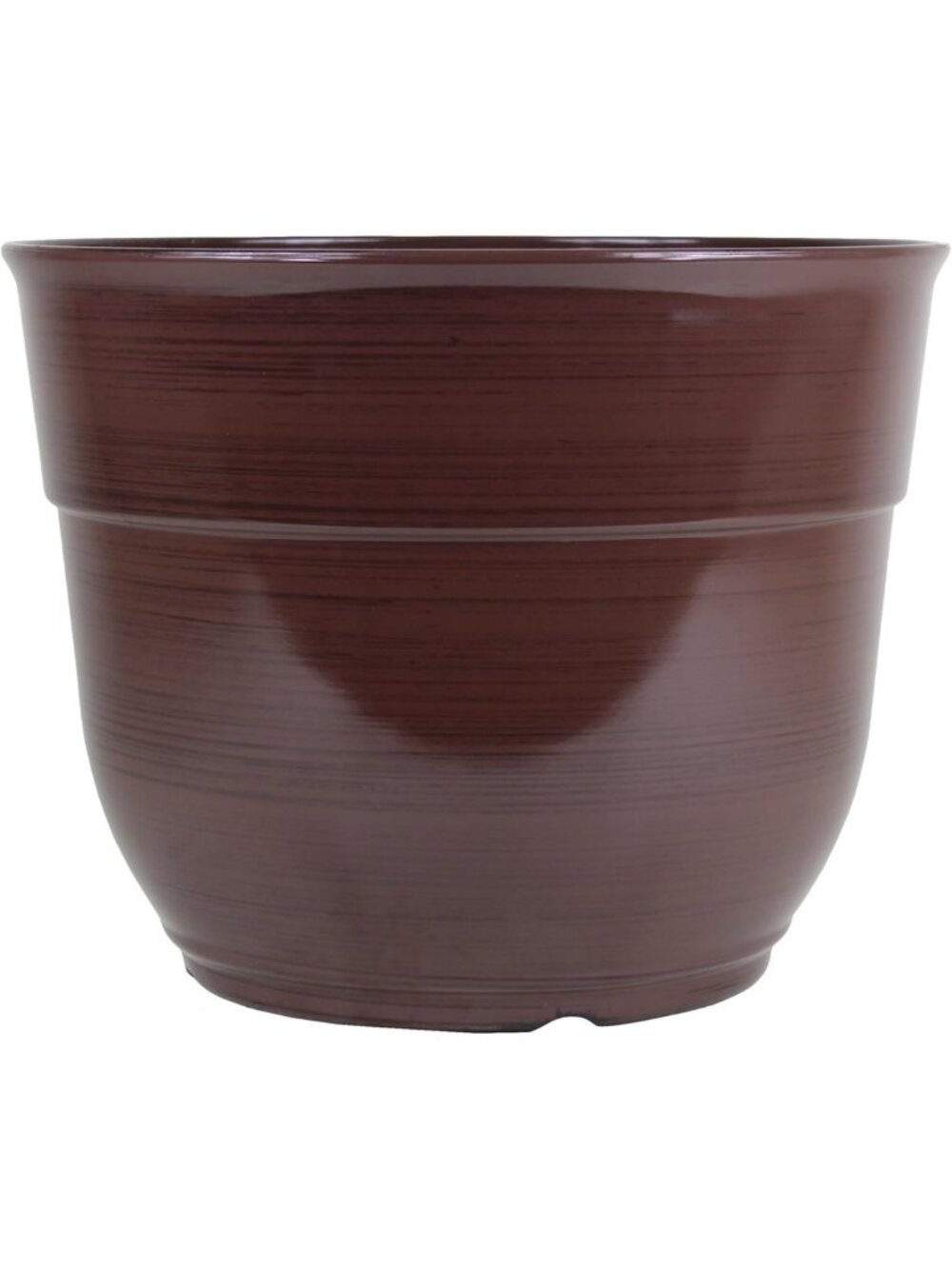 Large Dark Brown Glazed Plastic Planter for Indoor/Outdoor Garden Decor, 15
